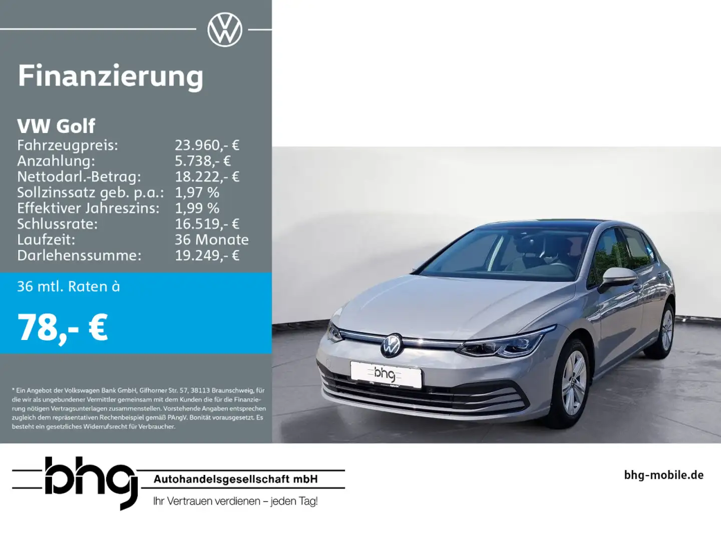 Volkswagen Golf 1.0 TSI Life LED-Scheinwerfer Klimaanlage ` Grau - 1