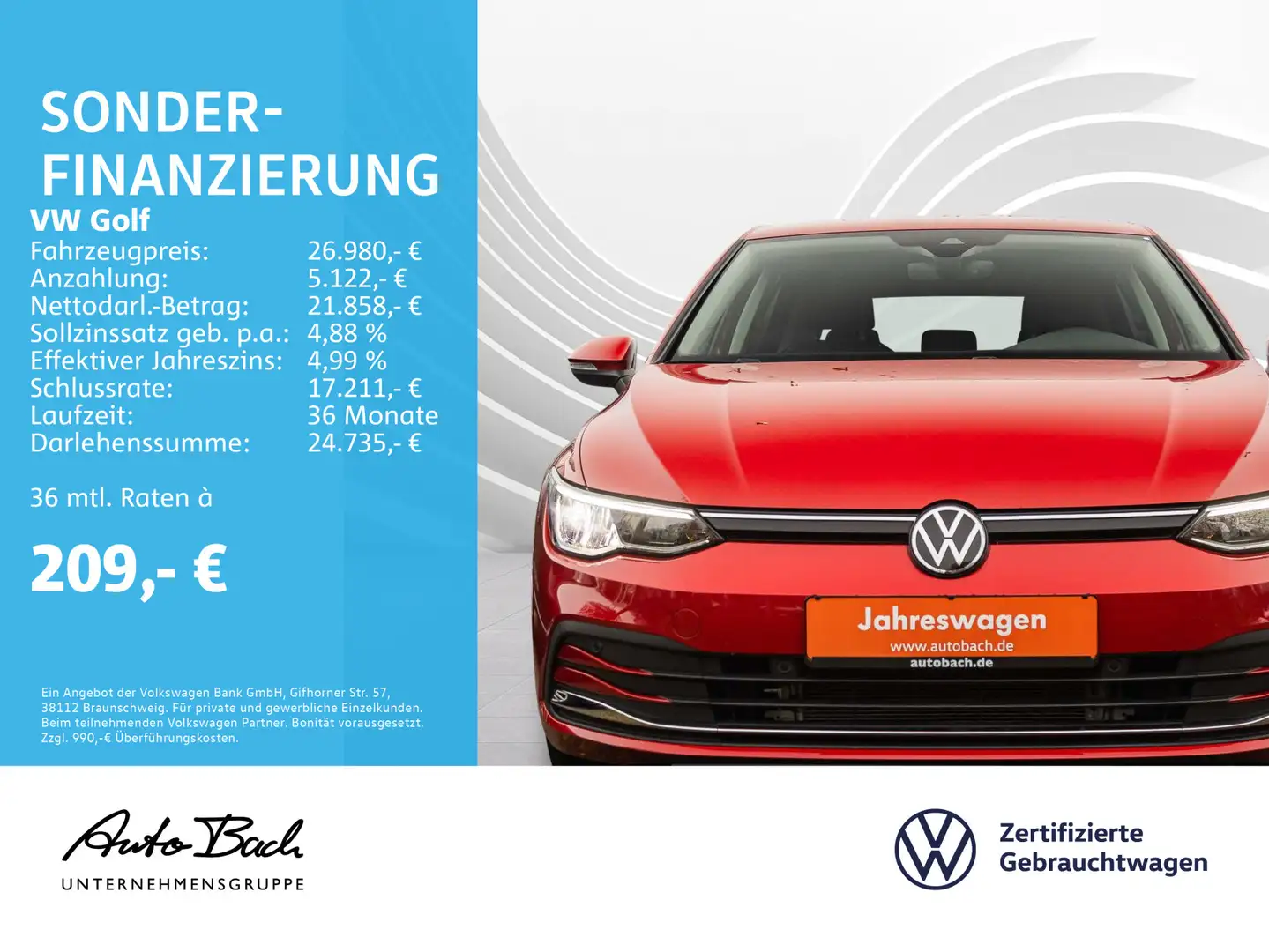 Volkswagen Golf VIII 1.5 eTSI "MOVE" DSG Navi LED Standhzg Rot - 2