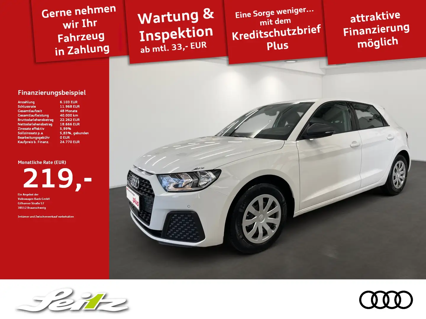 Audi A1 Sportback 25 TFSI *APPCON*PDC*SITZH* Weiß - 1