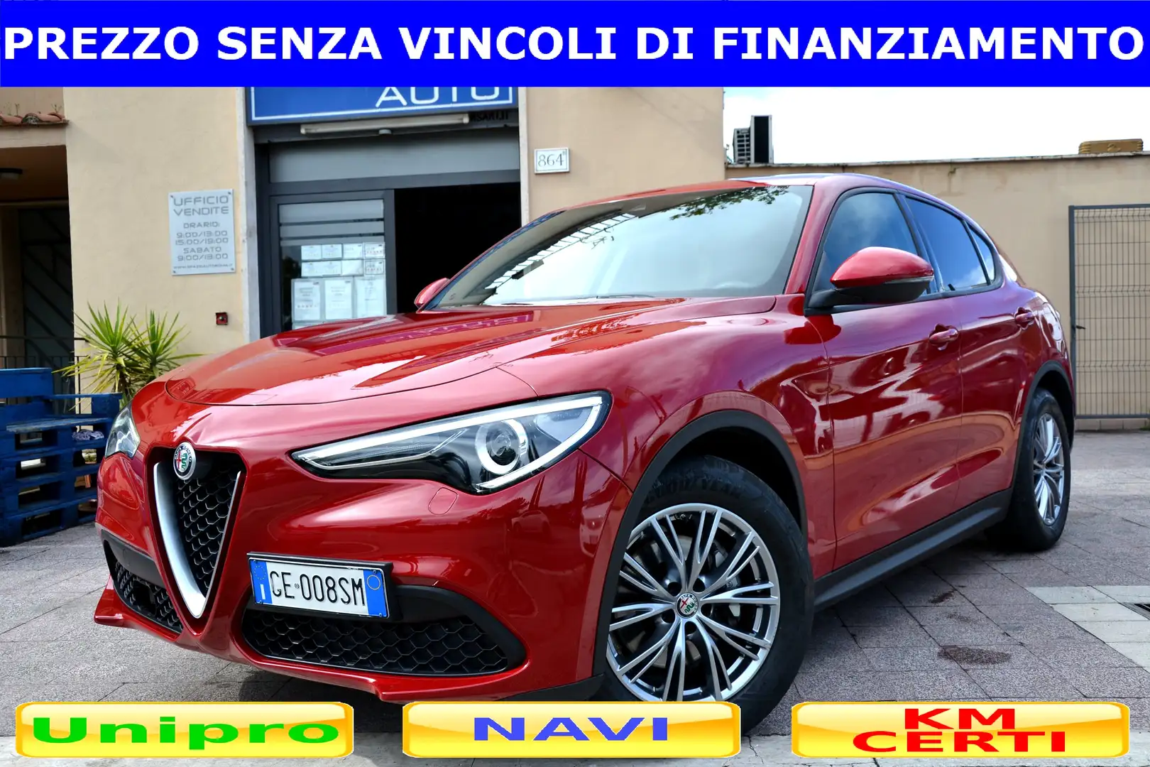 Alfa Romeo Stelvio 2.2 160CV AT8 SUPER  **LED-NAV-PDC** UNIPRO'** Rosso - 1