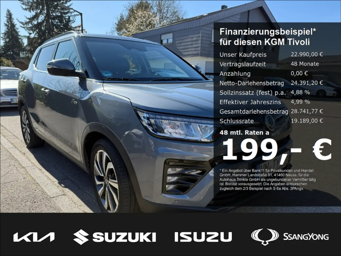 KGM Tivoli Sapphire 4x4 1.5 T-GDI EU6d 199,-€ MTL. OHNE ANZAH Grau - 1
