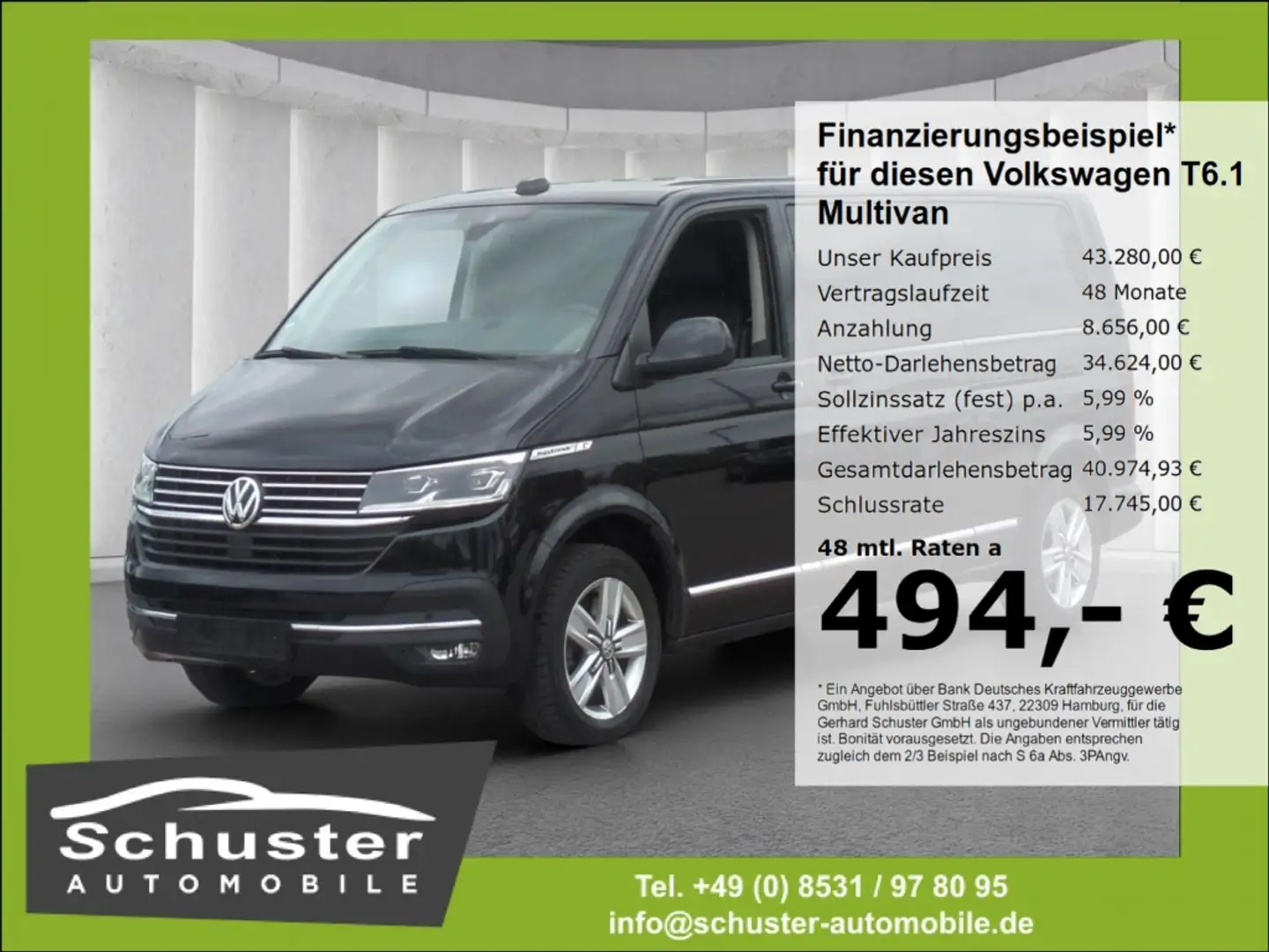 Volkswagen T6.1 Multivan LR*199PS StandHzg AHK Leder LED Schwarz - 1