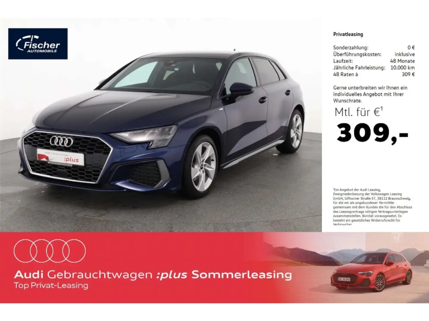 Audi A3 Sportback 30 TDI S line Blau - 1