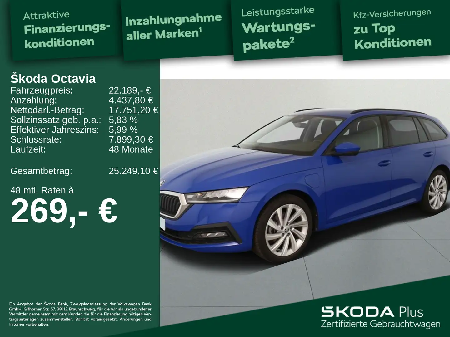 Skoda Octavia Combi 1.4 TSI iV Ambition *DSG*APP*LED*N Blau - 1