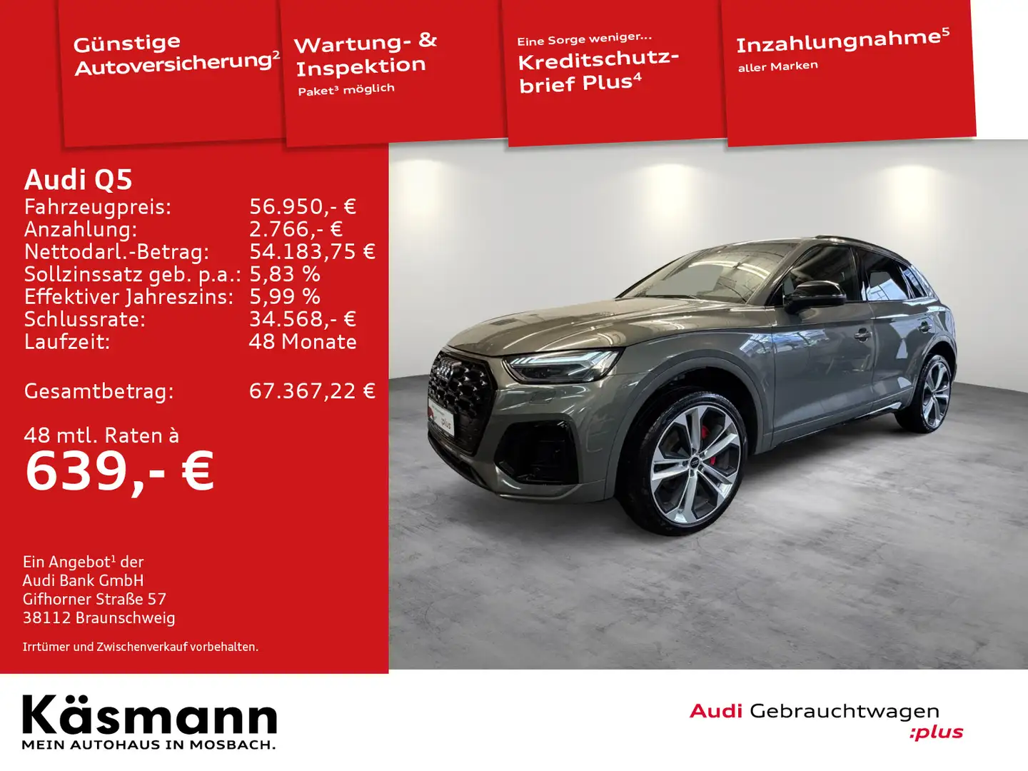 Audi Q5 S line 40TDI qu 2x S line MATRI X AHK KAM Grau - 1