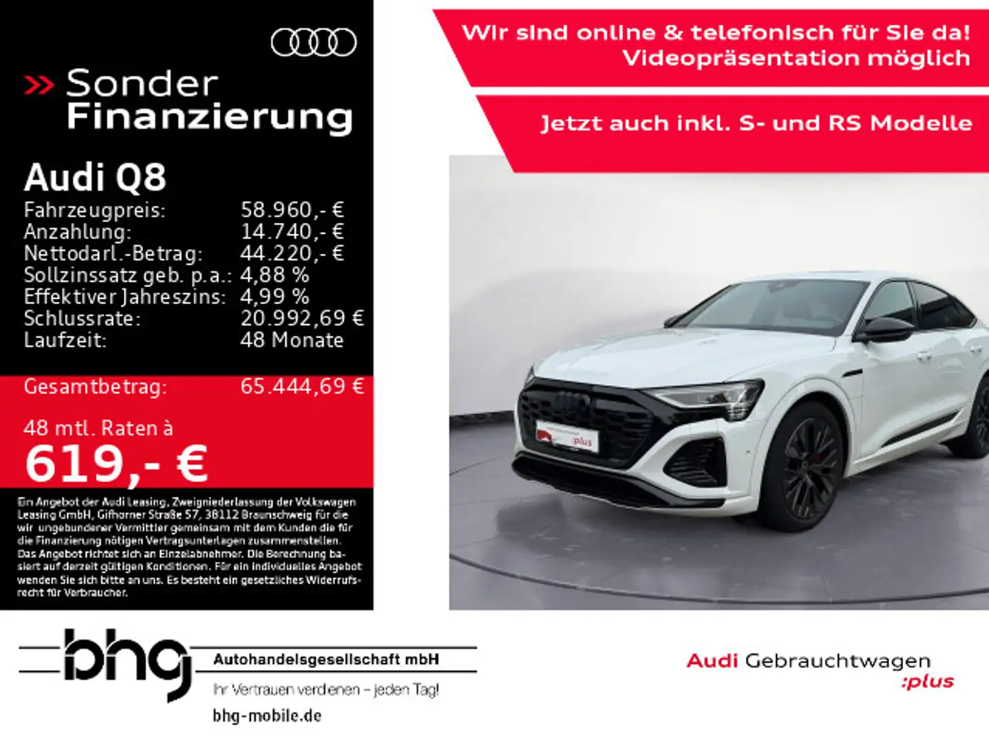 Audi Q8 Sportback 55 e-tron S-line Matrix/AHK/Pano/AC Weiß - 1