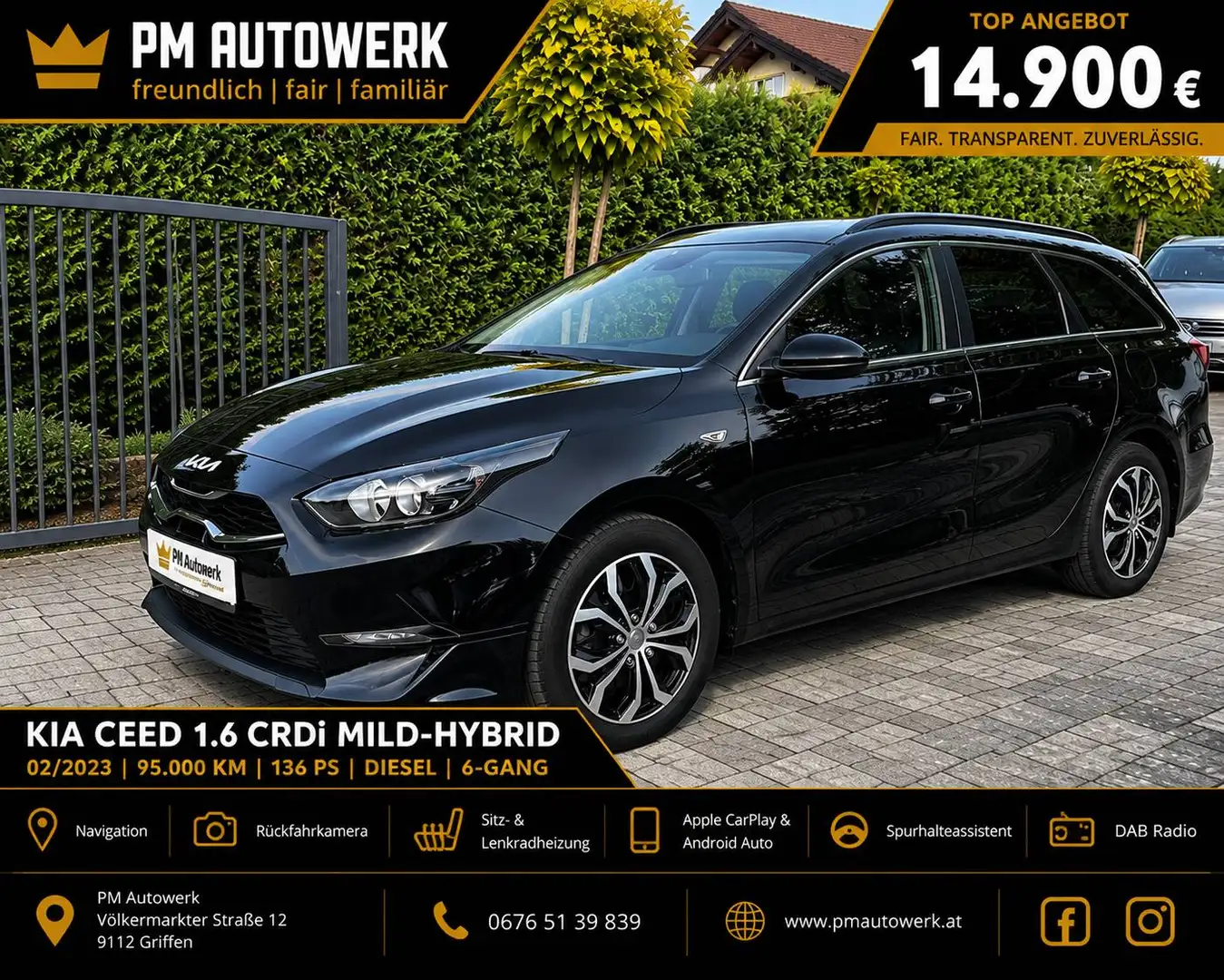 Kia Ceed SW / cee'd SW Ceed SW 1,6 CRDi Silber 48V *1.Besitz*Kamera*Navi* Schwarz - 1