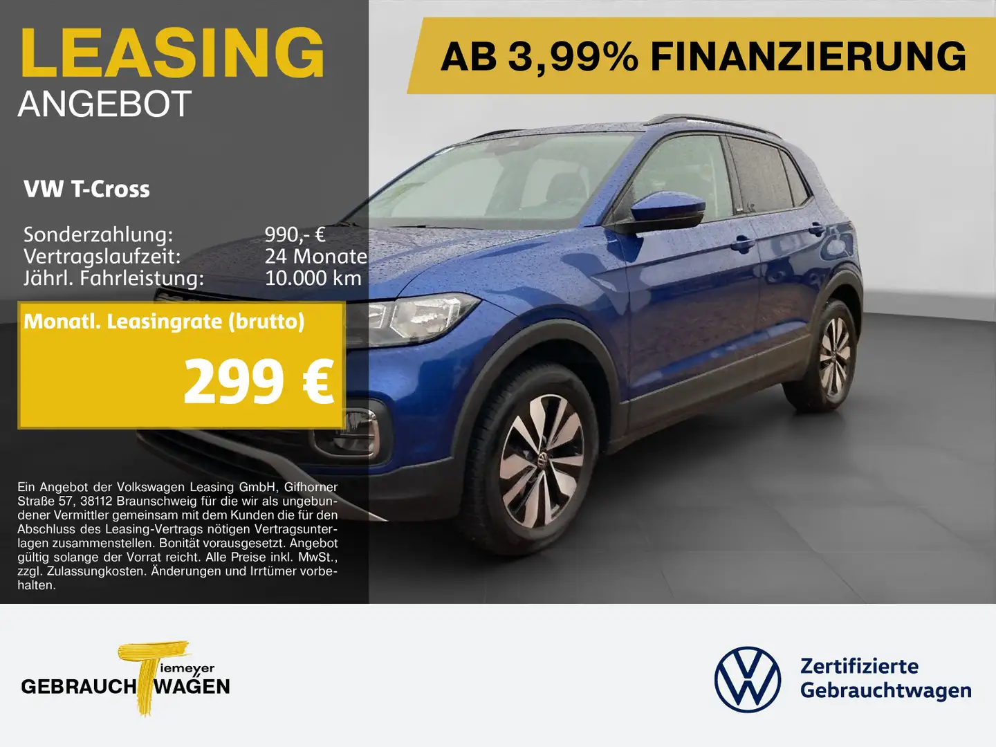 Volkswagen T-Cross 1.0 TSI DSG MOVE NAVI SITZHZG APP-CON Blau - 1