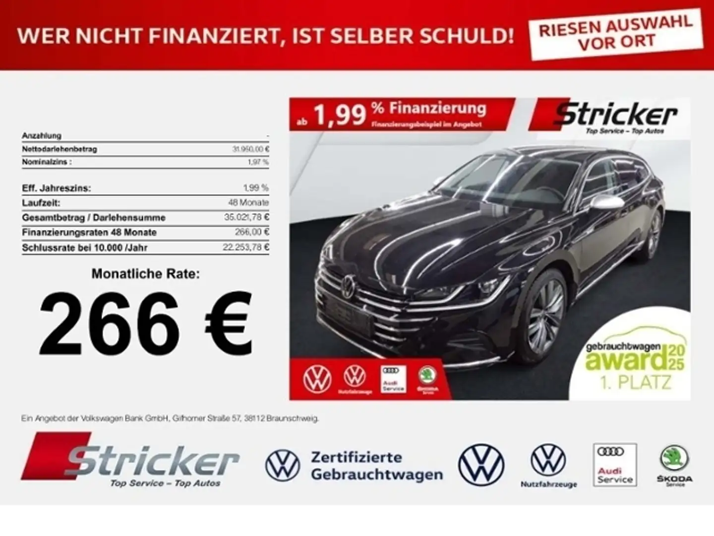 Volkswagen Arteon Shooting Brake Elegance 2.0TSI DSG 266,-ohne Anza Schwarz - 1