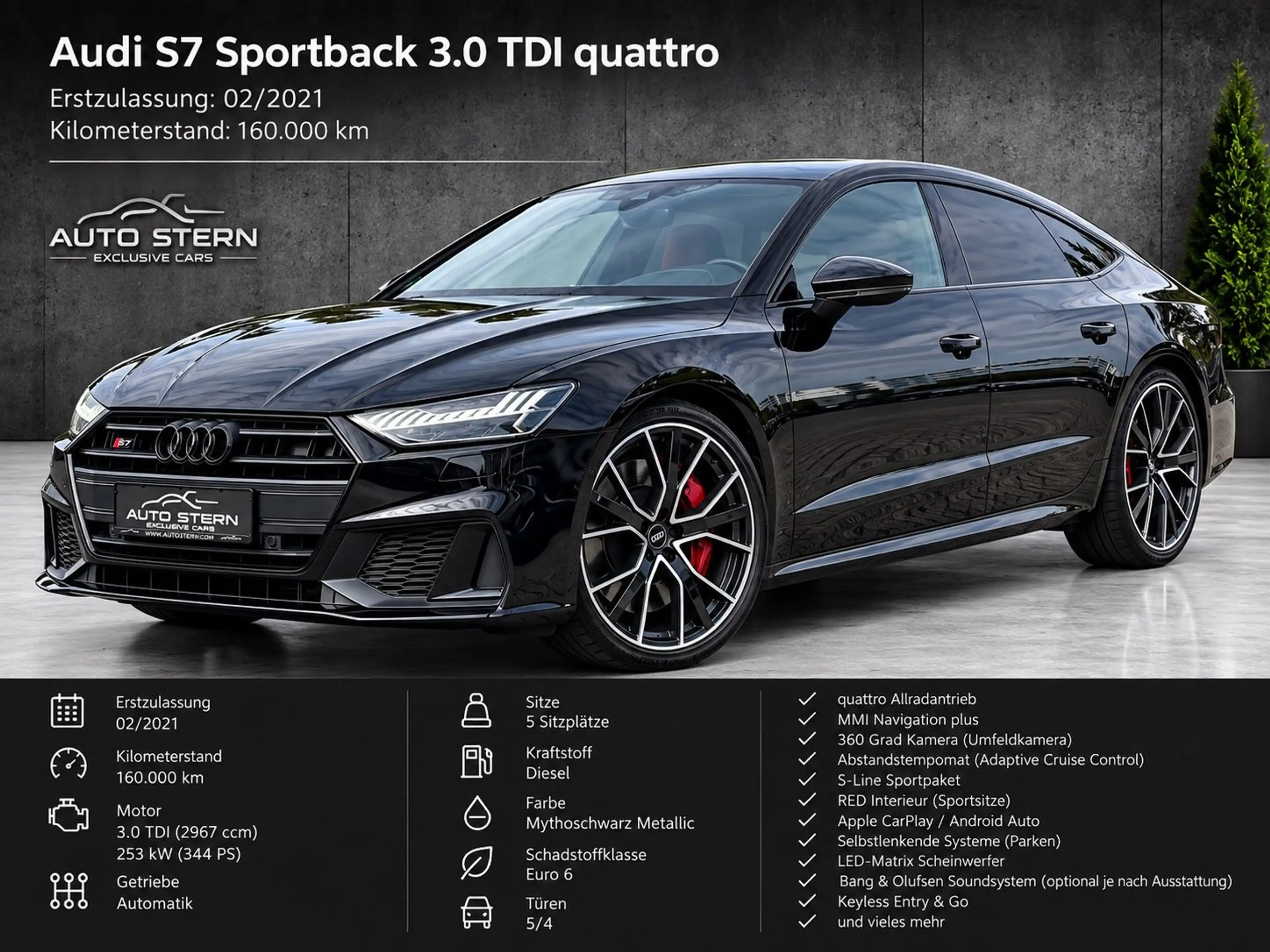 Audi S7 Sportback 3.0 TDI quattro RED-INT CARBON ACC