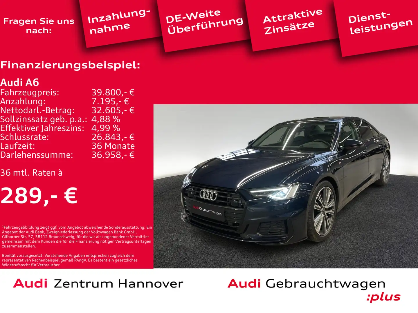 Audi A6 Lim S line 55 TFSIe quattro HuD Pano B&O AHK Schwarz - 2
