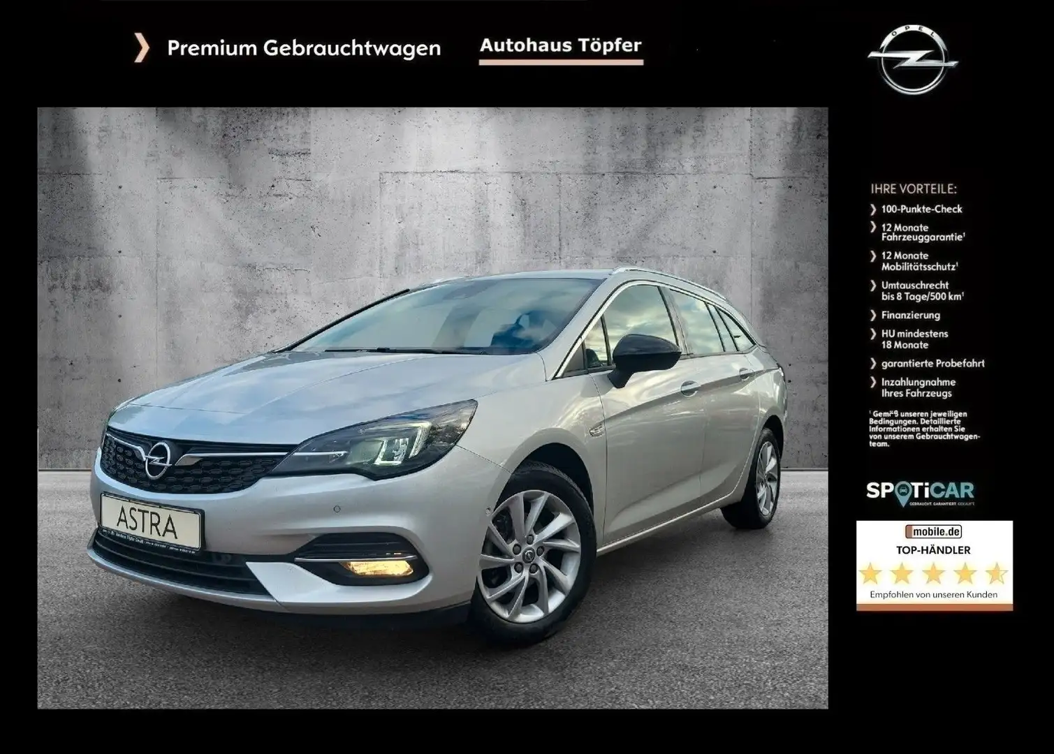 Opel Astra K ST Premium "Elegance" Voll-LED/Navi/DAB Argent - 1