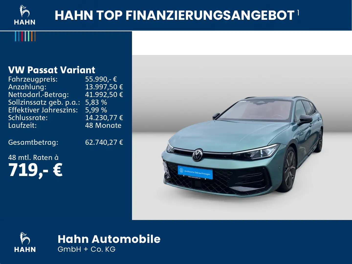 Volkswagen Passat Variant 2.0TDI 4Mo R-Line Signature Pano Grün - 2