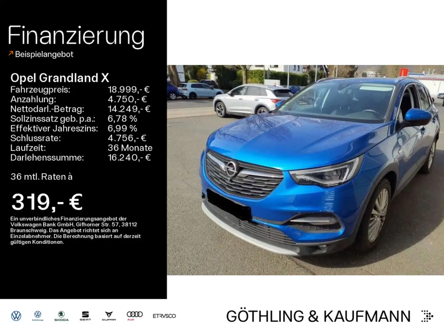 Opel Grandland X Grandland x 1.6 hybrid 4x4 Autom.*LED*Navi*360° Bleu - 1