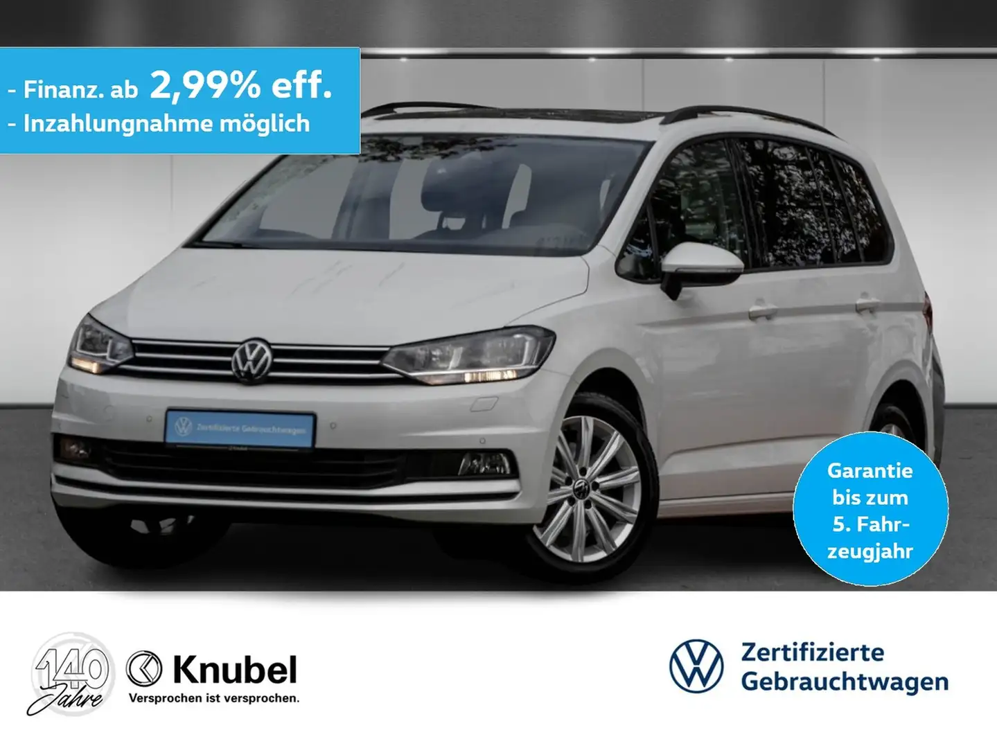Volkswagen Touran Comfortline 1.5 TSI DSG Navi AHK ACC Pano 7-Sitzer Weiß - 1