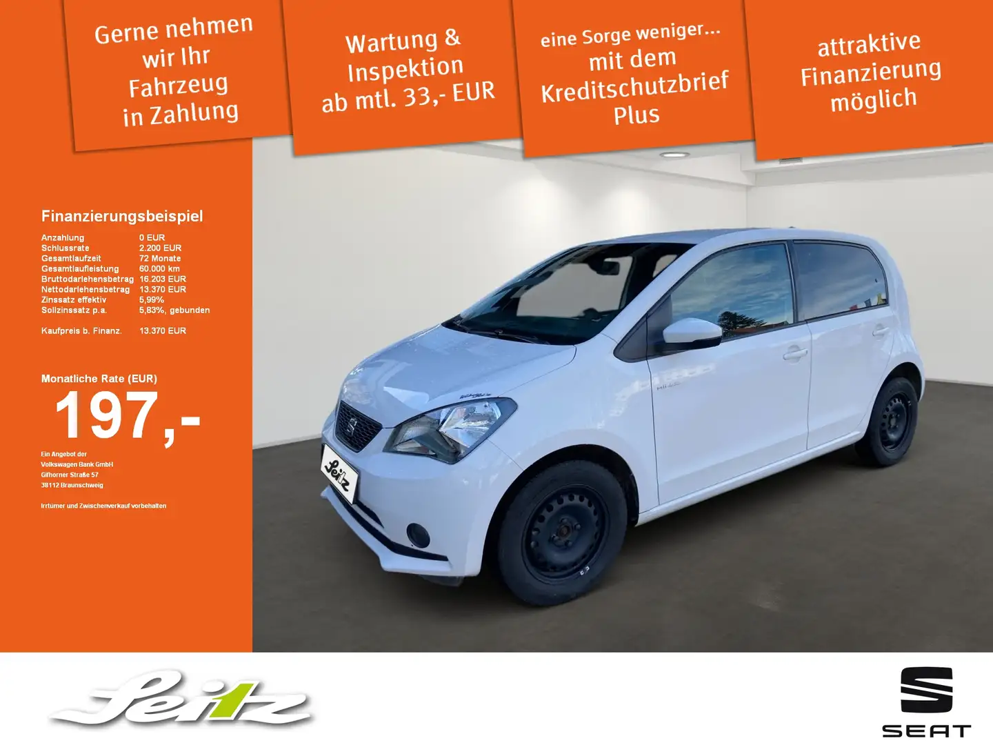 SEAT Mii electric Plus Einparkhilfe. Sitzheizung Weiß - 1