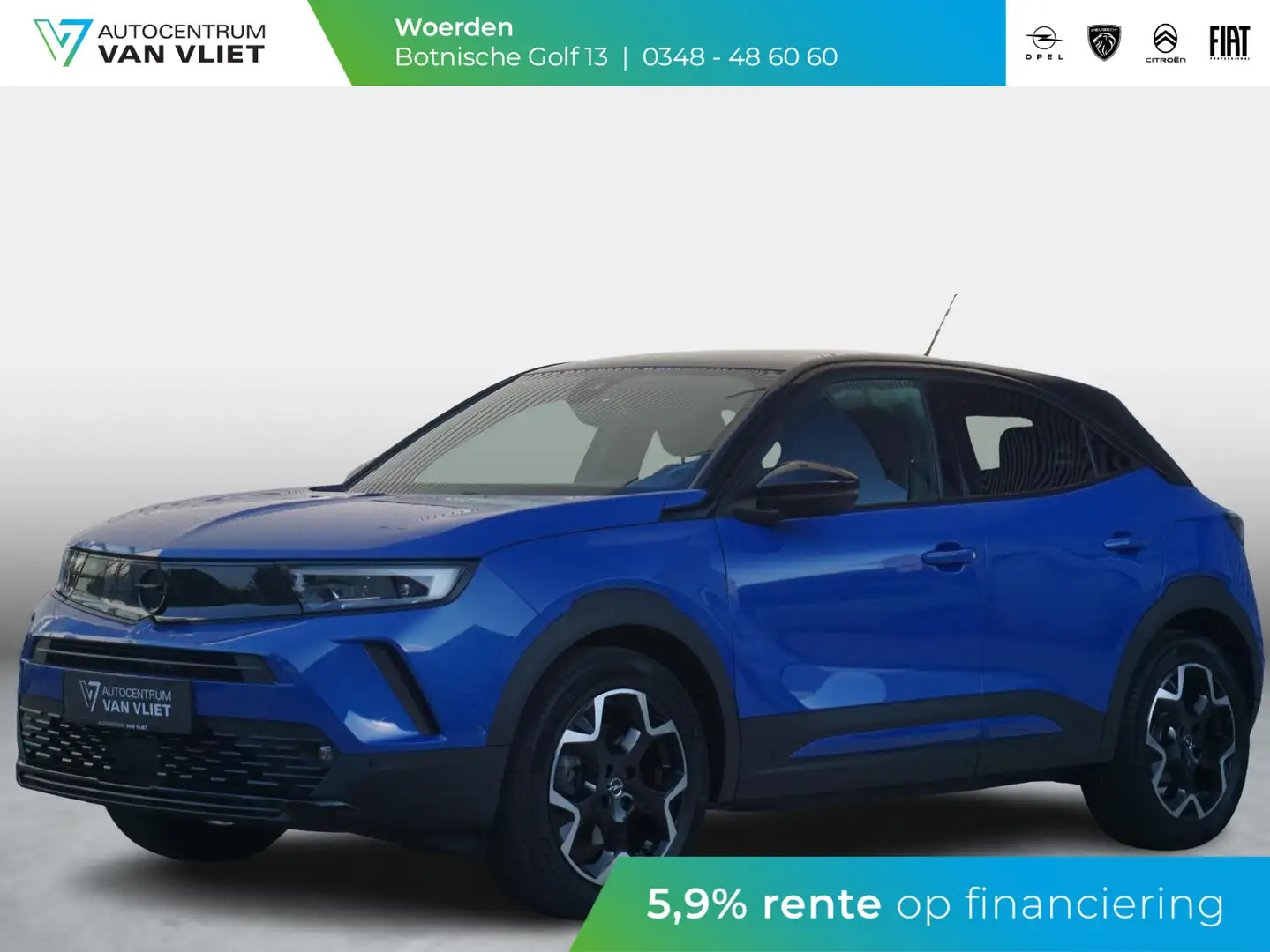 Opel Mokka-E Ultimate 50-kWh 11kw 3-fase Leder Alcantara | Soh Blauw - 1