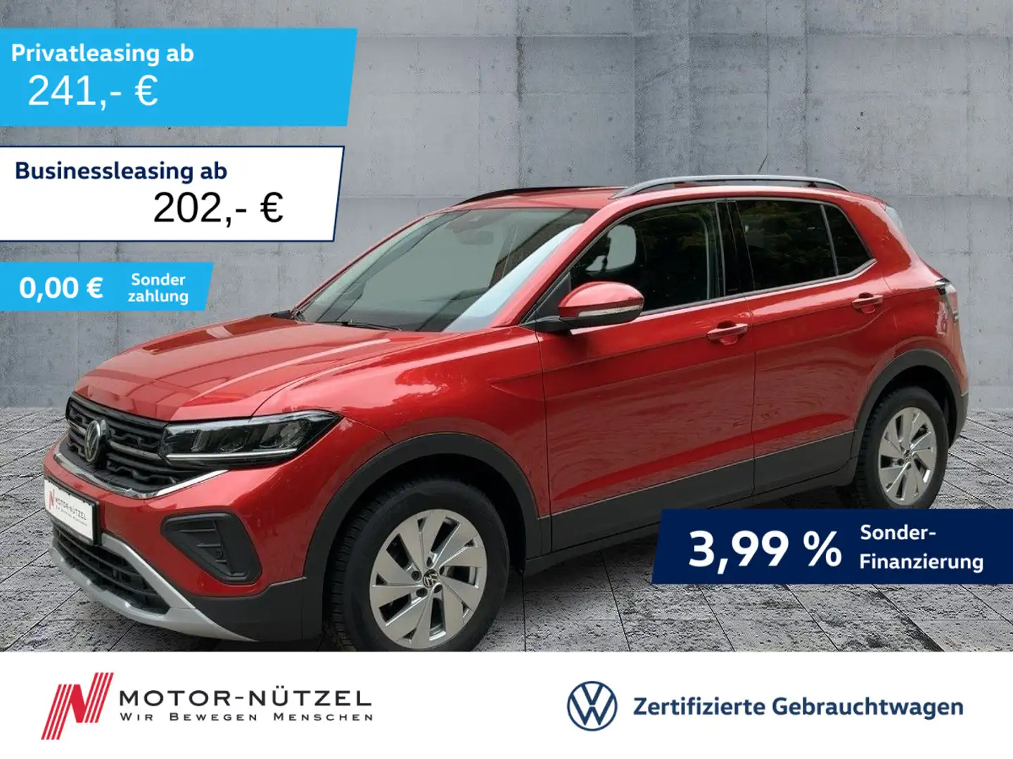 Volkswagen T-Cross 1.0 TSI LIFE 5JG+LED+NAVI+ACC+DAB+SHZ+VC Rot - 1