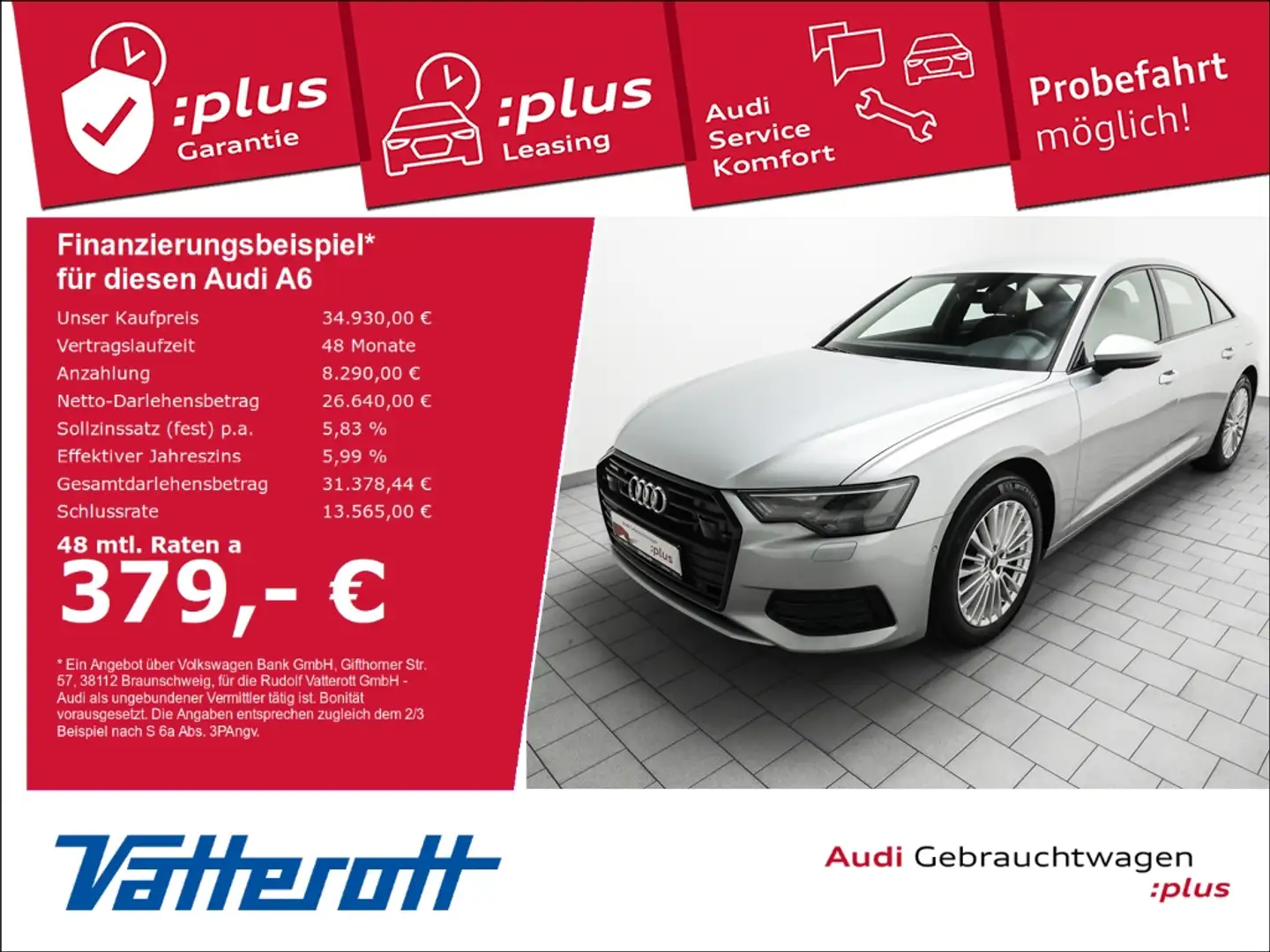 Audi A6 50 TFSIe quattro Design ACC Leder Navi LED Silber - 1