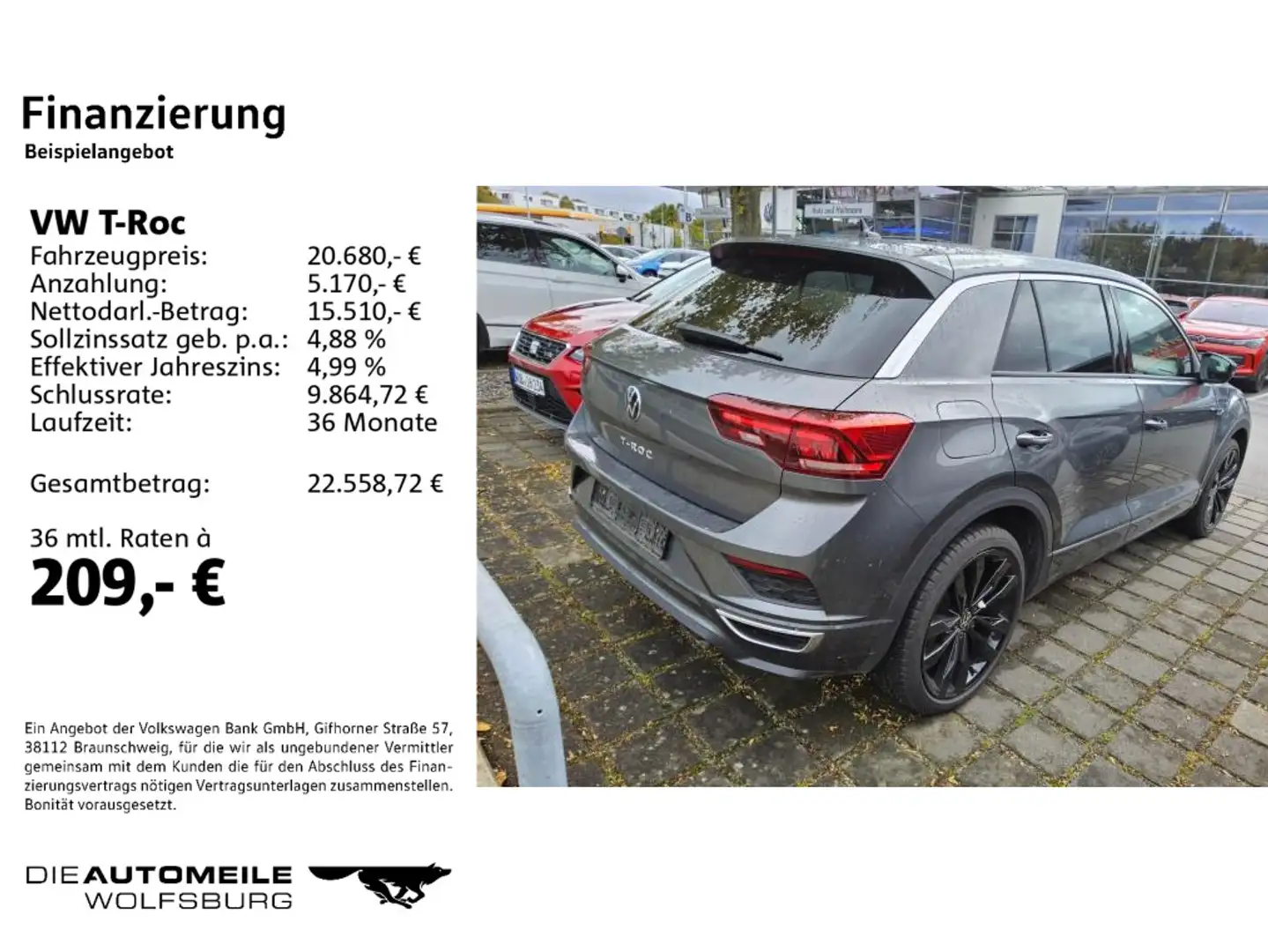 Volkswagen T-Roc 2.0 TDI DSG Sport AHK/ACC/Rückkam Gris - 2