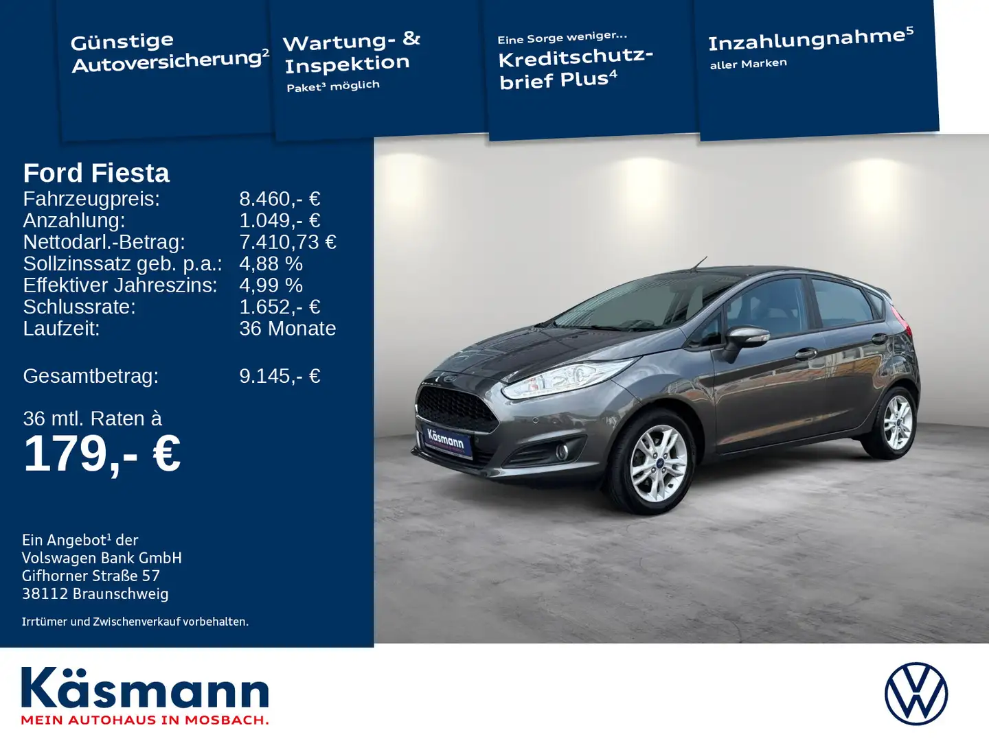 Ford Fiesta 1.0 EcoBoost Celebration PDC SHZ BT Grau - 1