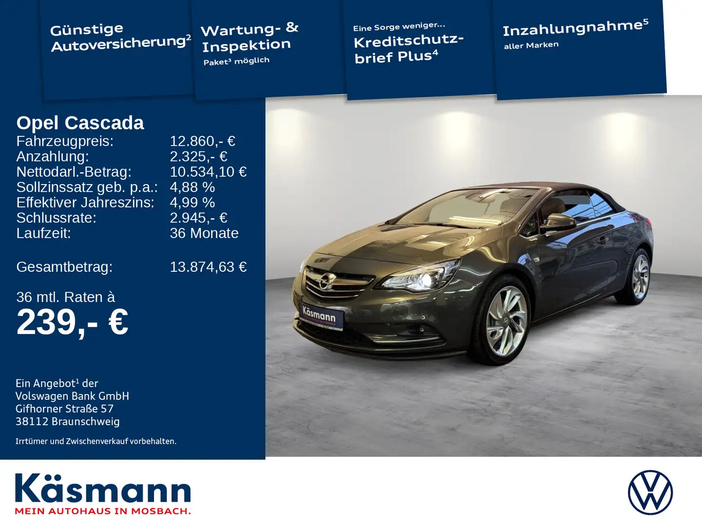 Opel Cascada 1.6 SIDI Turbo Innovation EcoFlec XENON Grau - 1