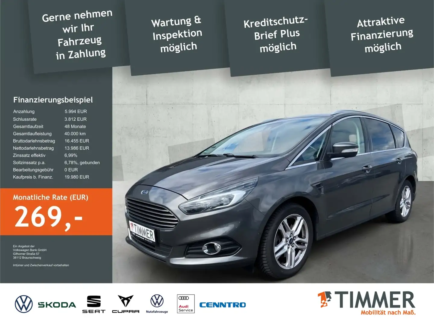 Ford S-Max 1.5 Ecoboost (160PS) Titanium *7-Sitzer*NAVI*R-Ka Grau - 1