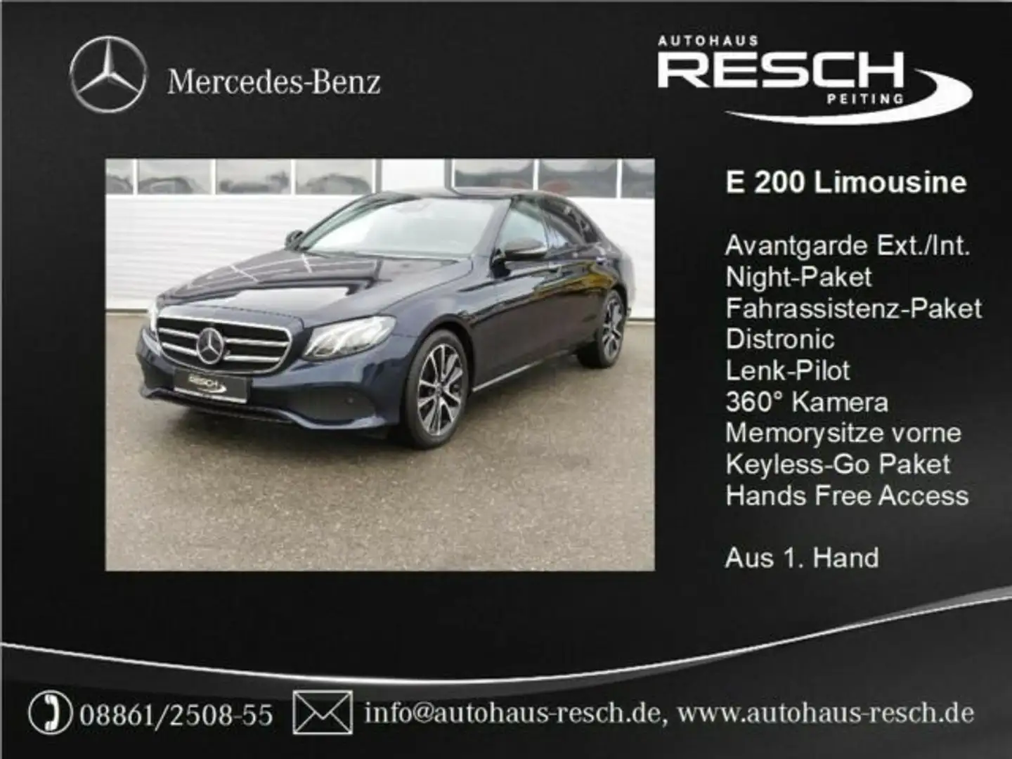 Mercedes-Benz E 200 9G-Tr. Avantg. Night Distron 360° Memory Blauw - 2