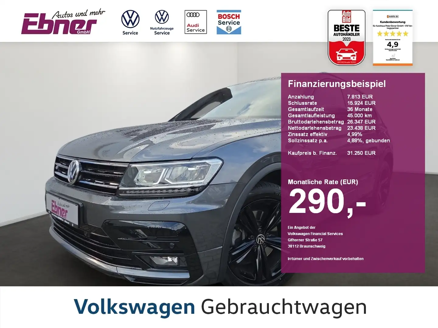 Volkswagen Tiguan R-LINE BLACK STYLE 2.0TSI 4M DSG AHK+ACC+LED+NAVI+ Grau - 1