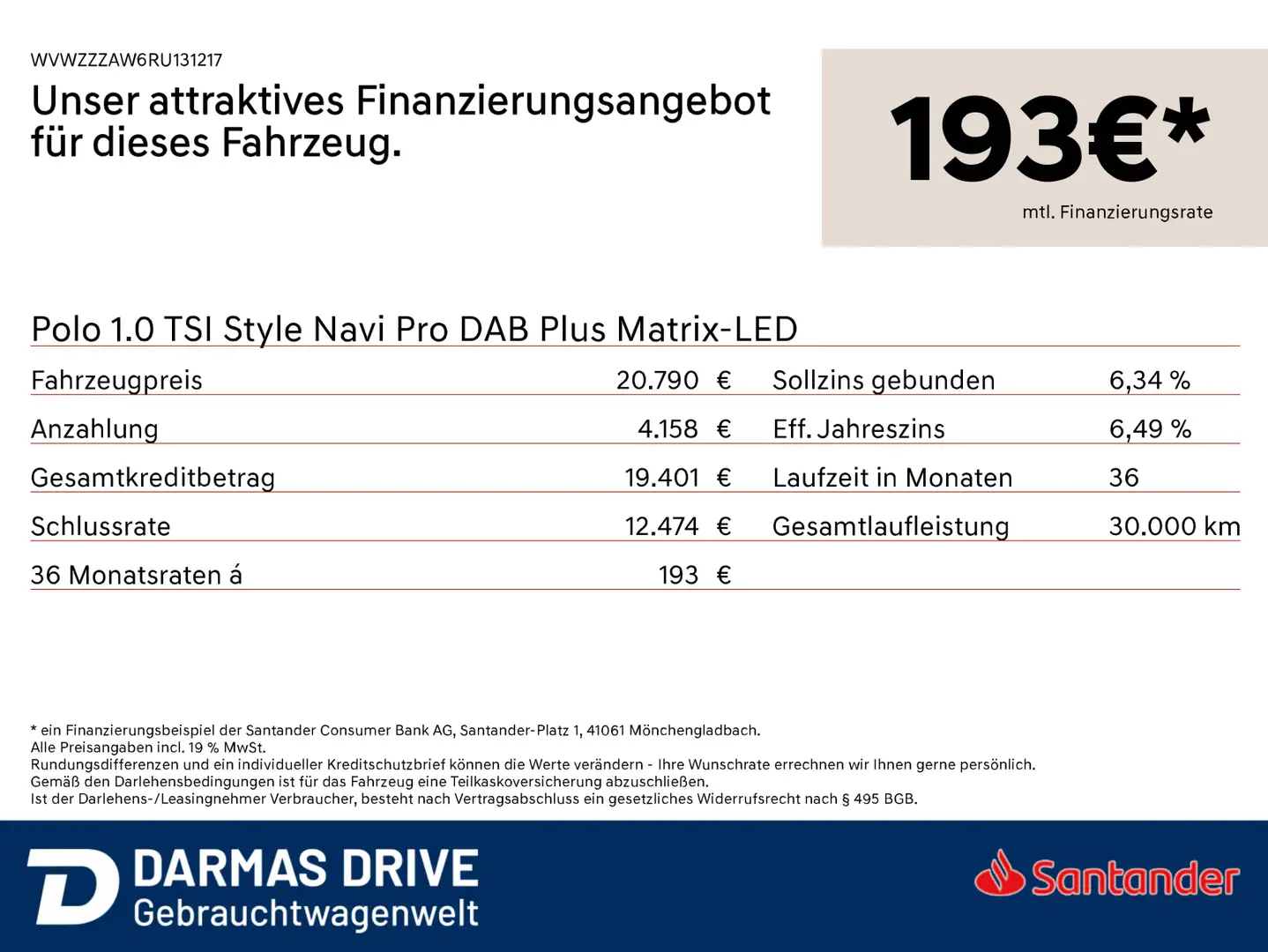 Volkswagen Polo Polo 1.0 TSI Style Navi Pro DAB Plus Matrix-LED Gris - 2