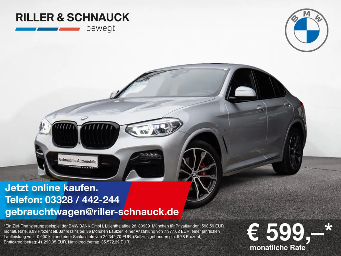 BMW X4 M 40i 360°+PANO+STANDHZ+AHK+LEDER+HUD+NAVI+ Zilver - 1