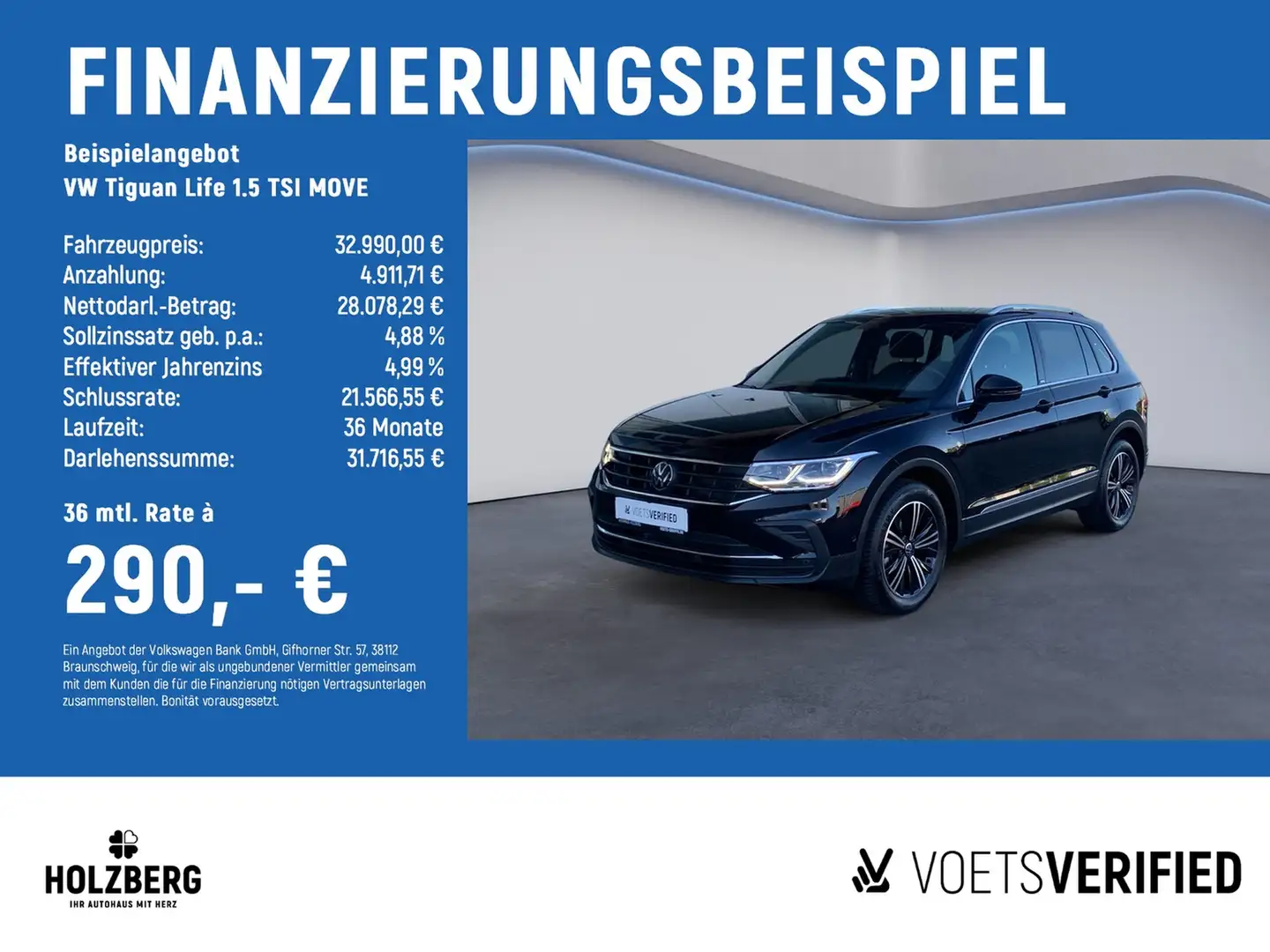 Volkswagen Tiguan Life 1.5 TSI MOVE AHK+NAVI+ACC Schwarz - 2