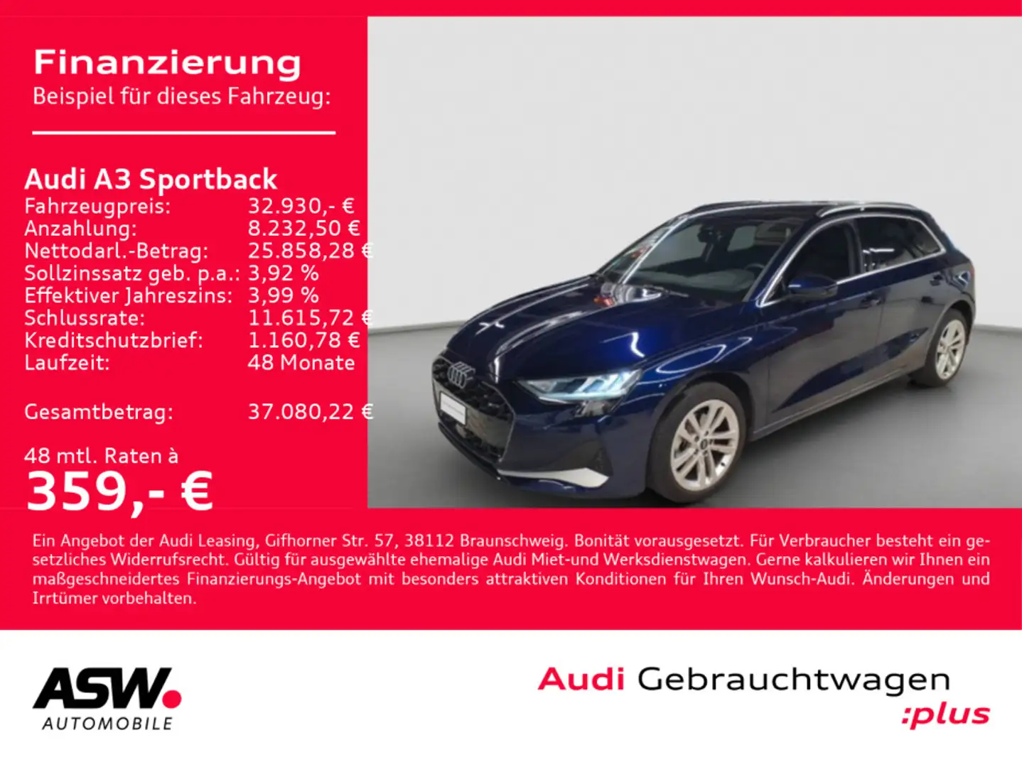 Audi A3 advanced 30TFSI Stronic NAVI LED VC Blau - 1
