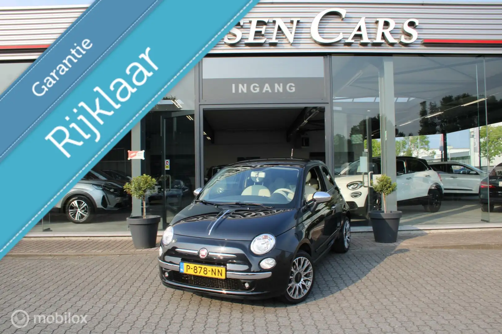 Fiat 500 1.2 Lounge/Pano/Lm/Half leder/tel/ Zwart - 1