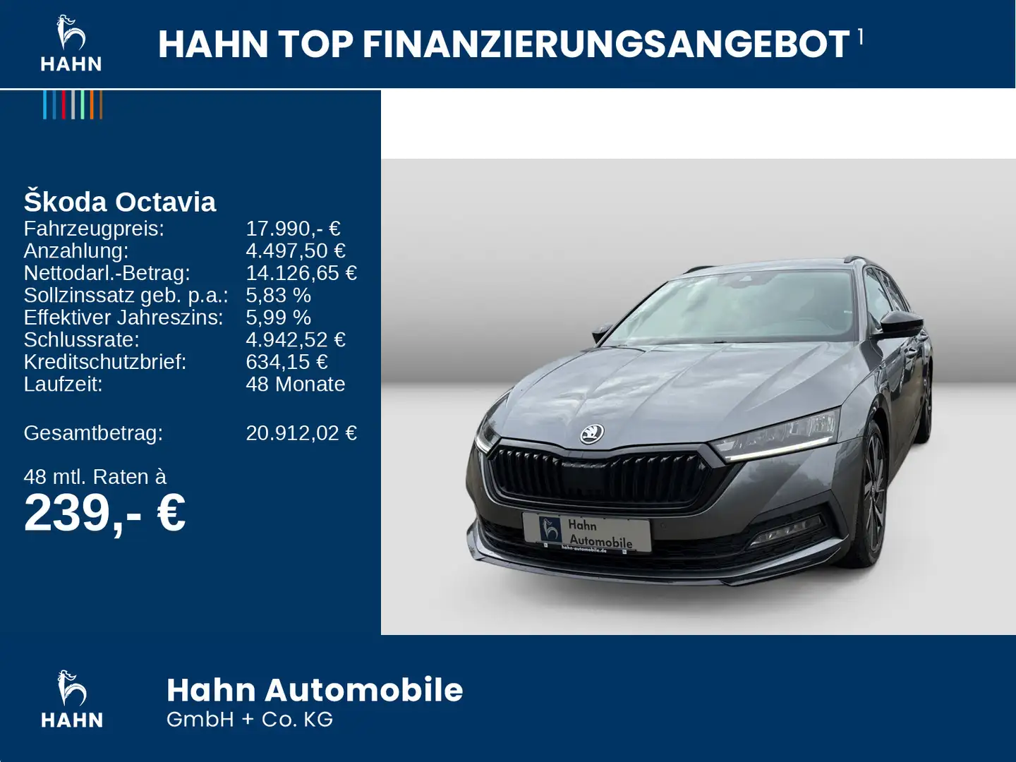Skoda Octavia Combi 2.0TDI DSG Sportline LED Sitzh APP Grau - 2