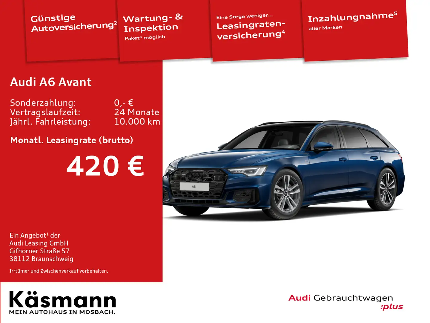 Audi A6 S line 45TDI qu MATRIX AHK KAM PANO Blau - 2