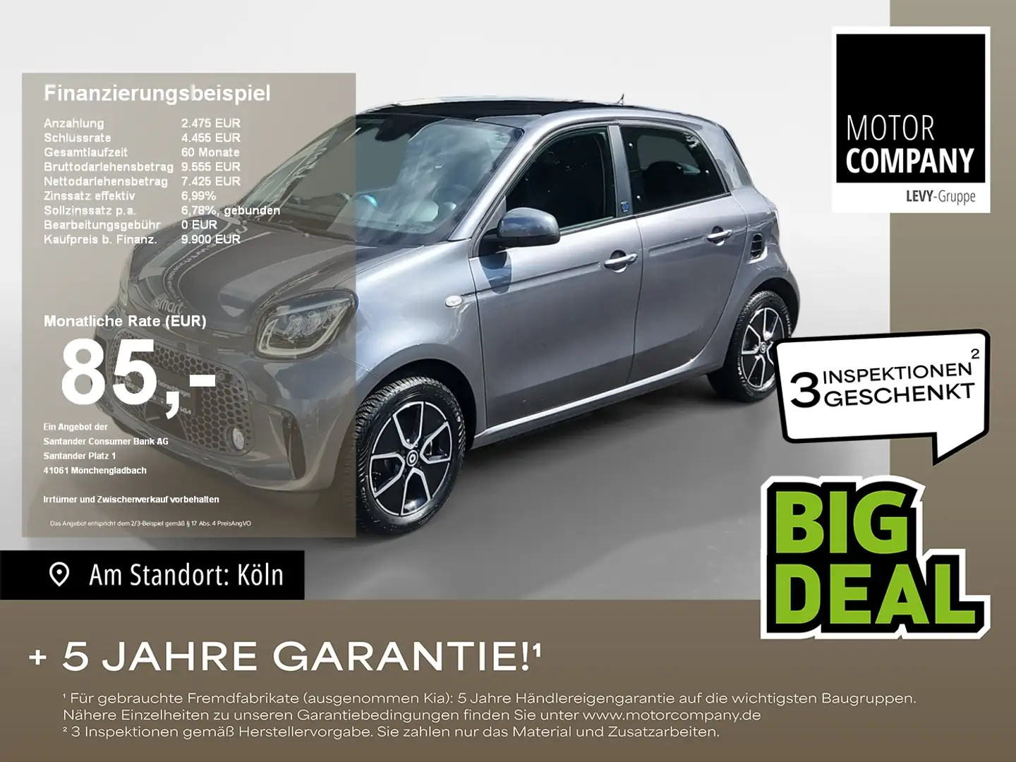 smart forFour EQ  +passion ++Pano+Allwetter+Navi+Winter+ Grau - 1