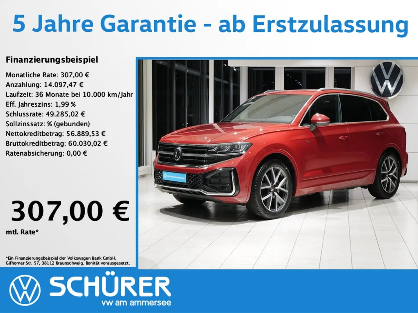 Volkswagen Touareg 3.0TDI R-Line Pano Dynaudio StdHz AHK Keyless L... Rot - 1
