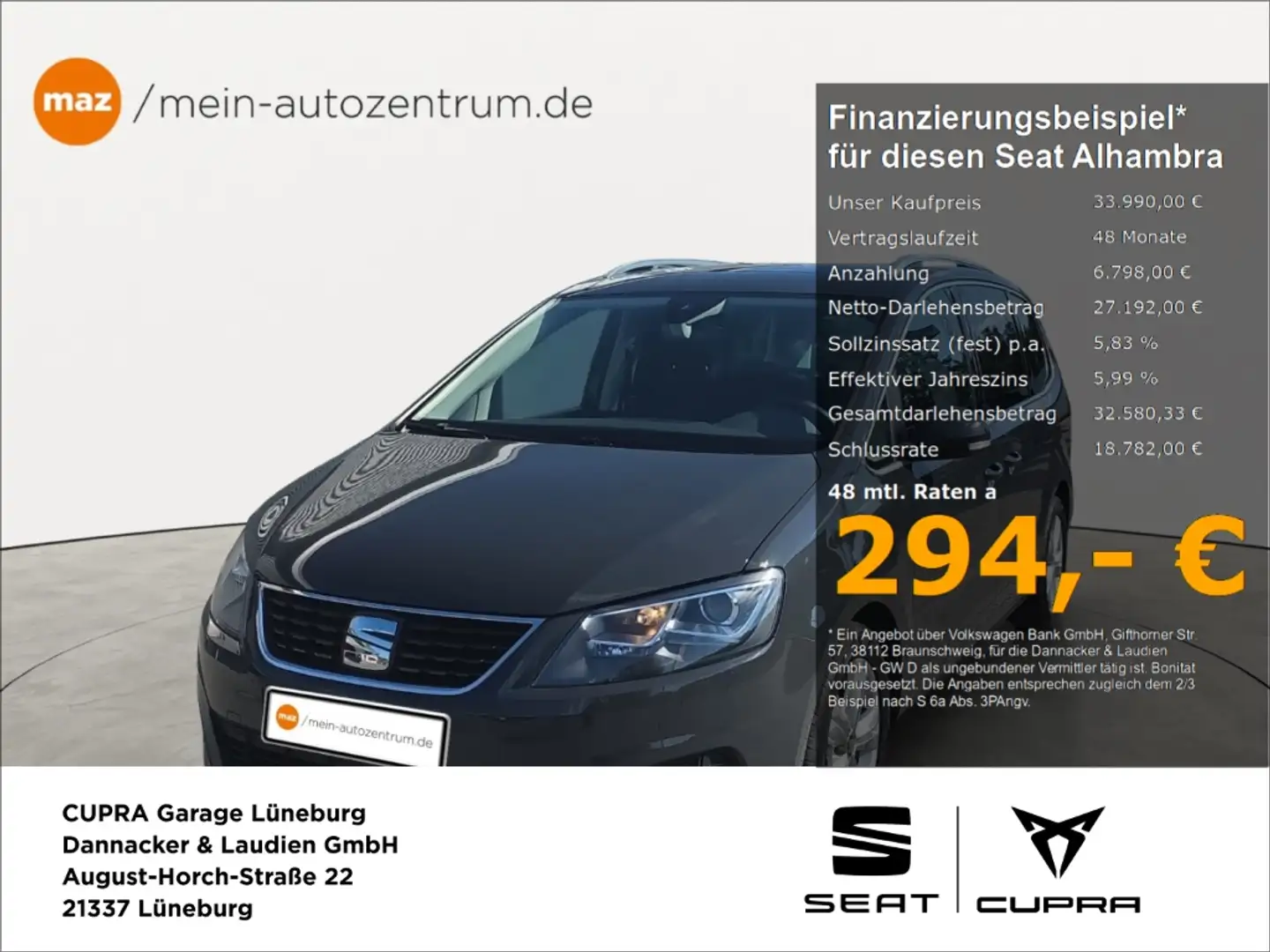 SEAT Alhambra 1.4 TSI Xcellence Alu Navi Pano Standh. ACC Full L Grau - 1