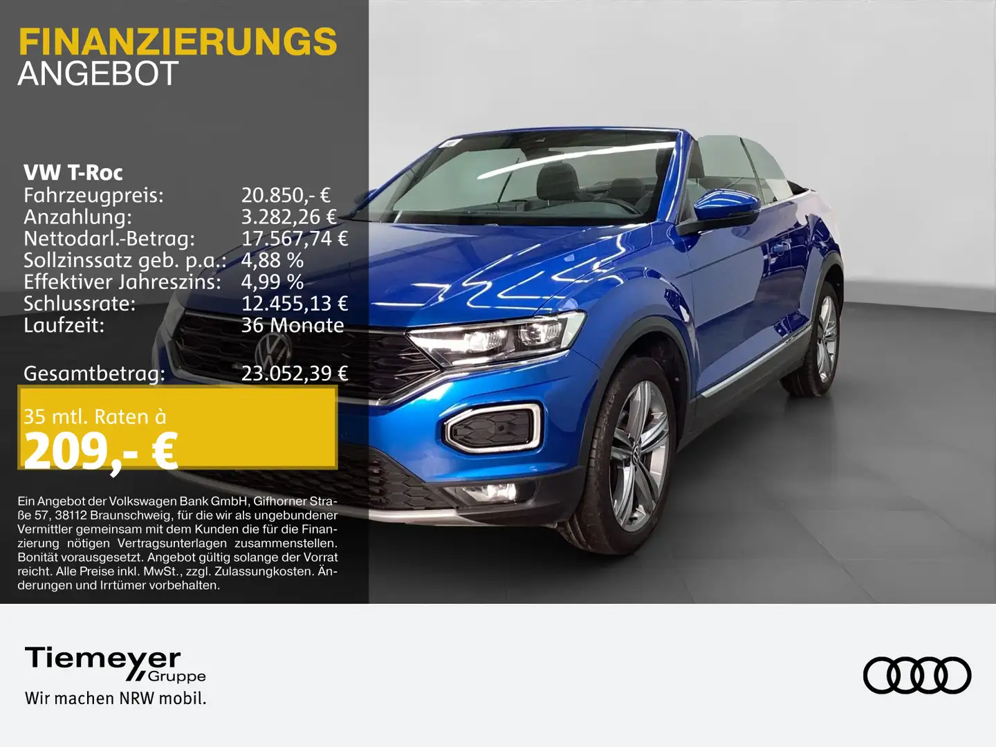 Volkswagen T-Roc Cabrio 1.0 TSI STYLE LM18 AHK ASSISTENZ+ Blau - 1