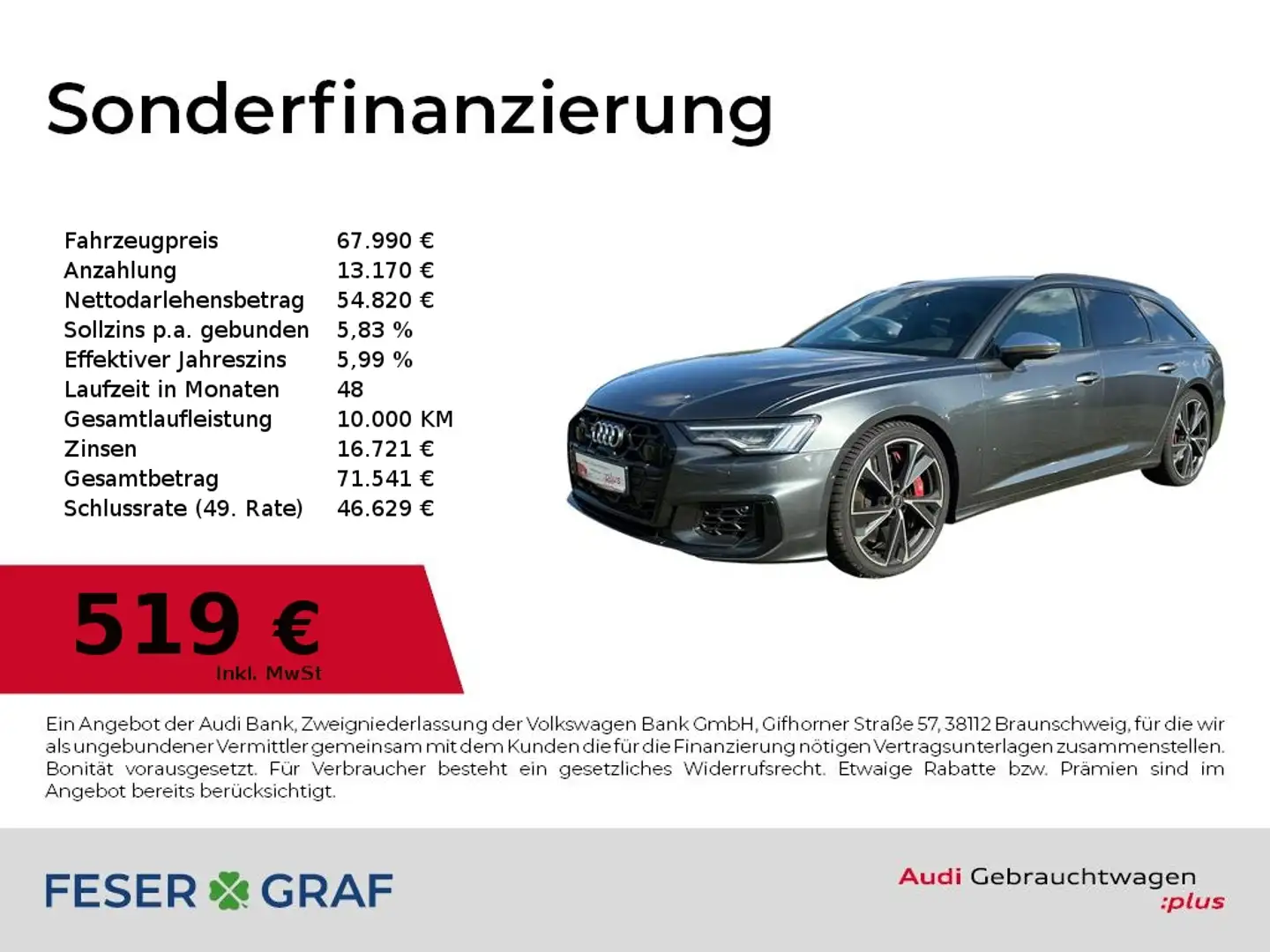 Audi S6 3.0 TDI quattro Avant Matrix/B&O/SHZ/Kamera/ACC Grau - 1