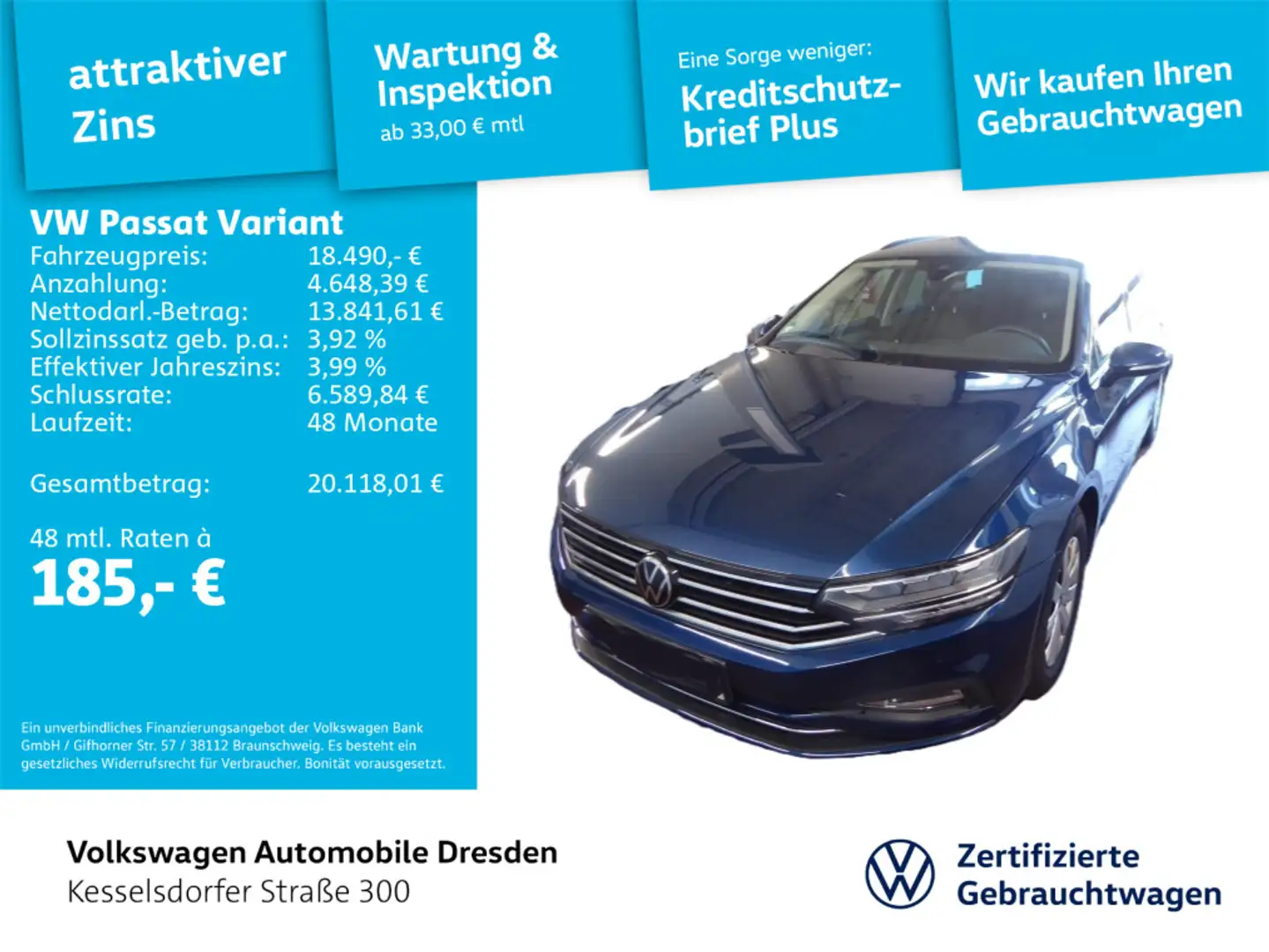 Volkswagen Passat Variant Business Bleu - 1