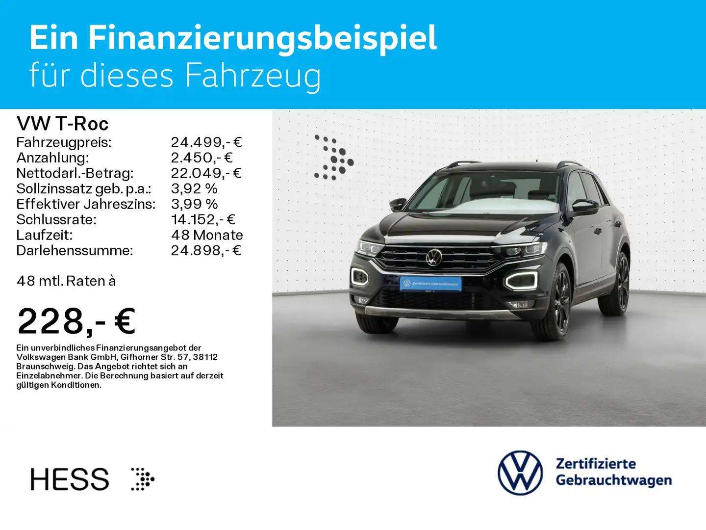 Volkswagen T-Roc 1.5 TSI DSG SPORT*BLACK-STYLE*LED*AHK*NAVI Schwarz - 2