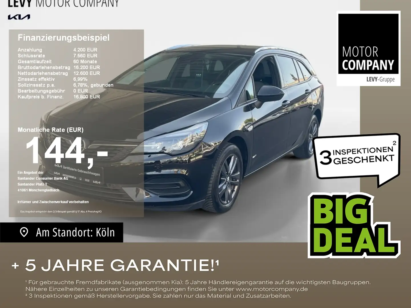 Opel Astra K Sports Tourer 1.4 Turbo+  Design+Tech+HU Noir - 1