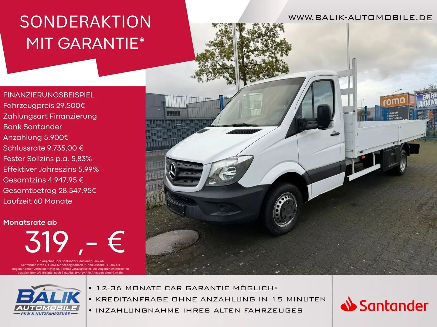 Mercedes-Benz Sprinter II Pritsche 519 CDI KLIMA AUTOMATIK 3.0 Weiß - 1