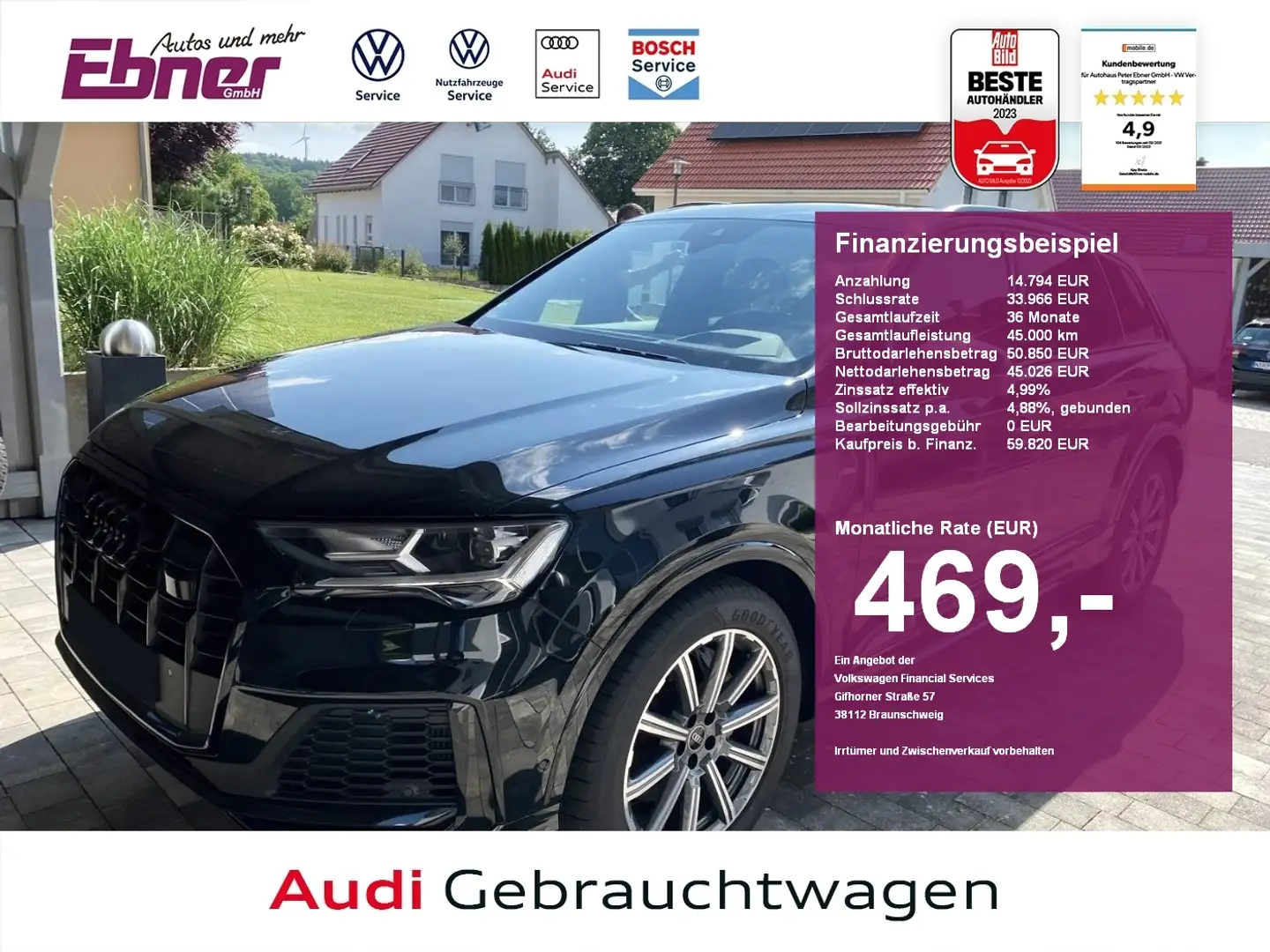 Audi Q7 S-LINE 55TFSI LUFT+PANO+HEAD-UP+AHK+MEMORY+KEYLESS Nero - 1