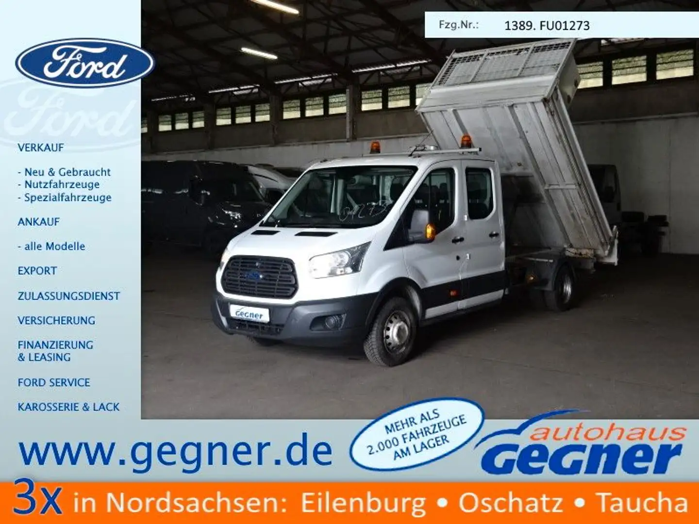 Ford Transit DoKa Kipper 350 L4 AHK Weiß - 1