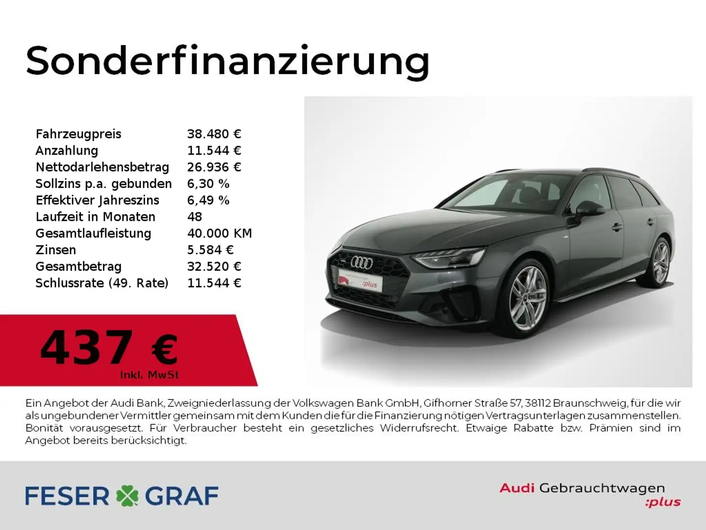 Audi A4 Avant 45 TFSI qu S Line Int Navi,LED,Leder,AHK Grau - 1