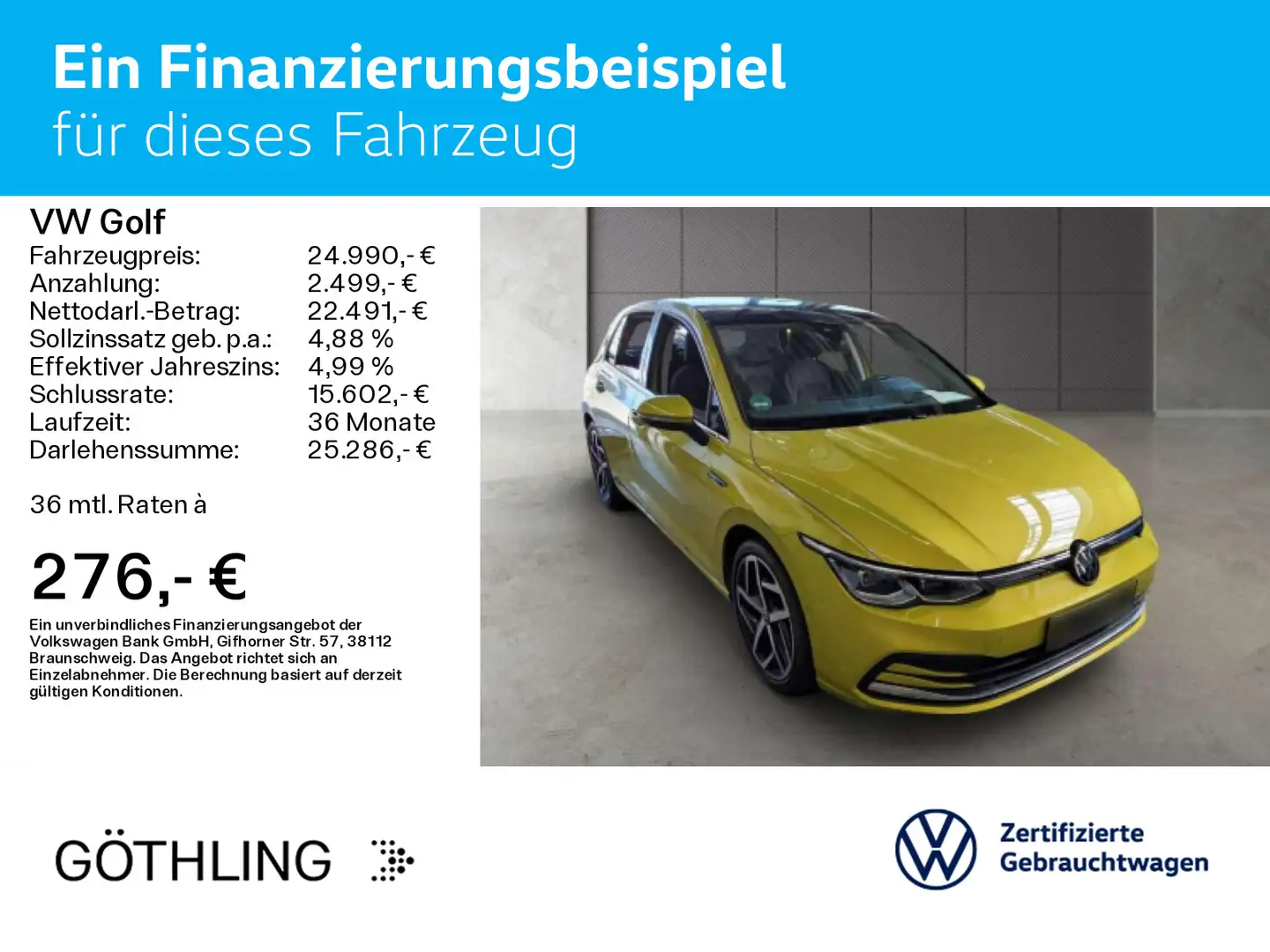 Volkswagen Golf StyleTSI 110 kW*AHK*NAVI*KAM*MATRIX*KOMFORT Jaune - 2