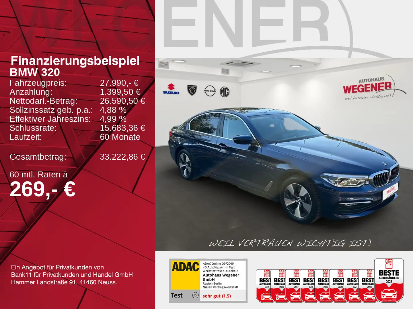 BMW 520 d ACC LiveCockpit LED NAVI PANO KAM SHZ Bleu - 2